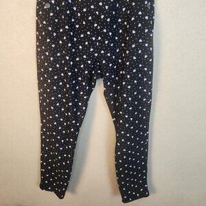 Black and White Hearts Straight Leg Pull On Pants